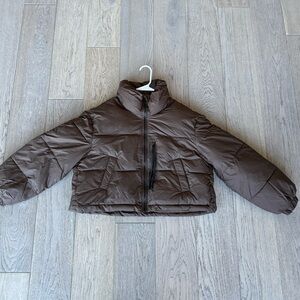 Brown puffer jacket